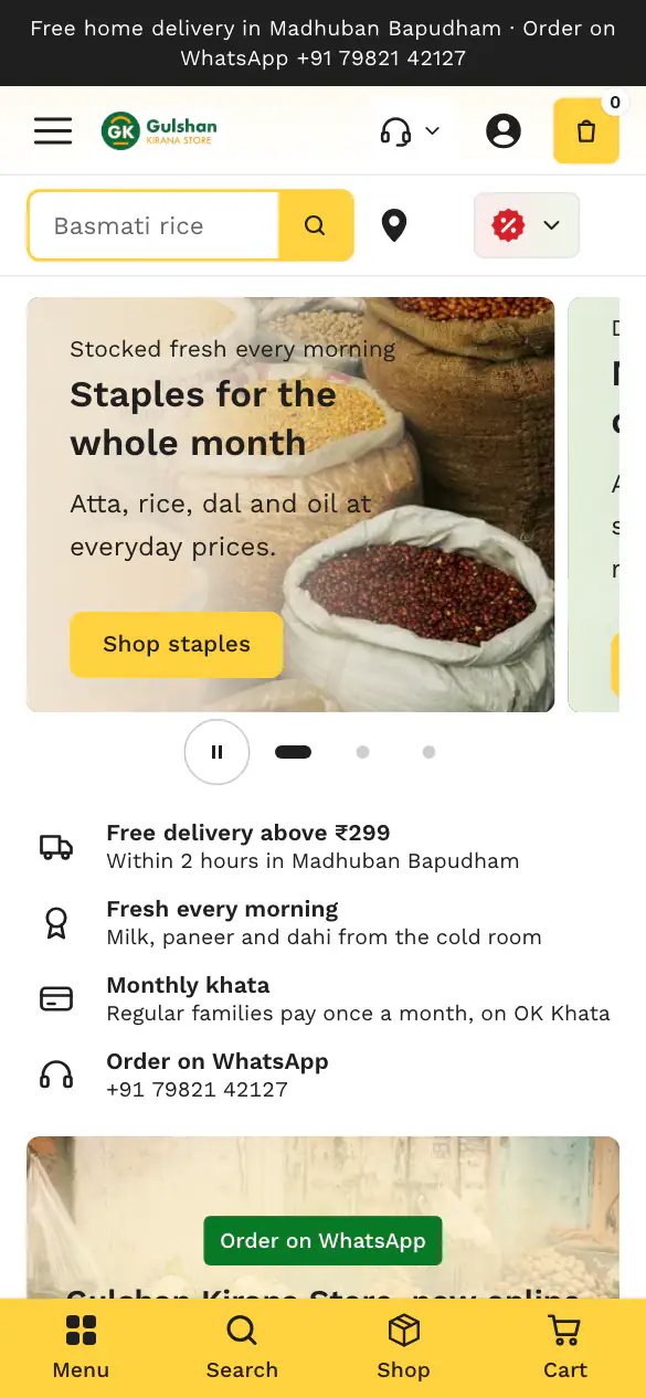Grocery on Haat, on a mobile
